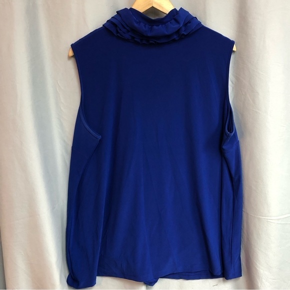 Cato, 22/24 sleeveless V-neck ruffled neckline royal blue top - Picture 10 of 12